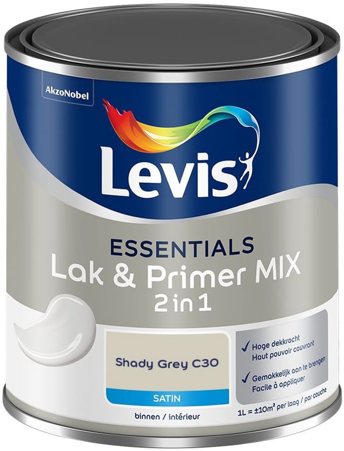 Levis - Essentials Lak & Primer Mix - Shady Grey C30 - Mengverf - 1 L