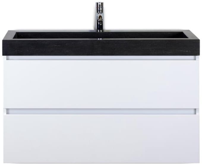 Maxx XL Badmeubelset 100 cm - Wit Hoogglans - Wastafel Lucca 1 Kraangat
