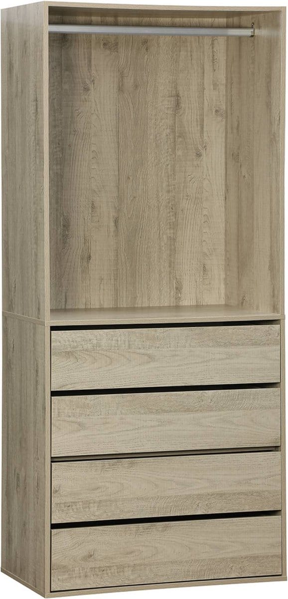 sweeek - Open kledingkast module hangruimte en 4 lades 80cm - modulo