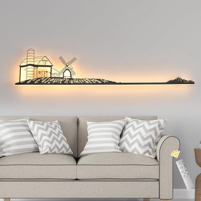 Draaibare LED Wandlamp op Batterijen met Afstandsbediening - Dimbaar en Timerfunctie