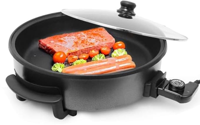 Multifunctionele Elektrische Pan 42 cm - Ideaal voor Pizza, Braden en Feestjes