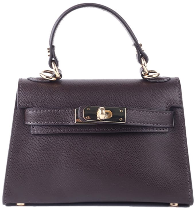Giuliano lederen handtas Louna - Made in Italy - Koffie