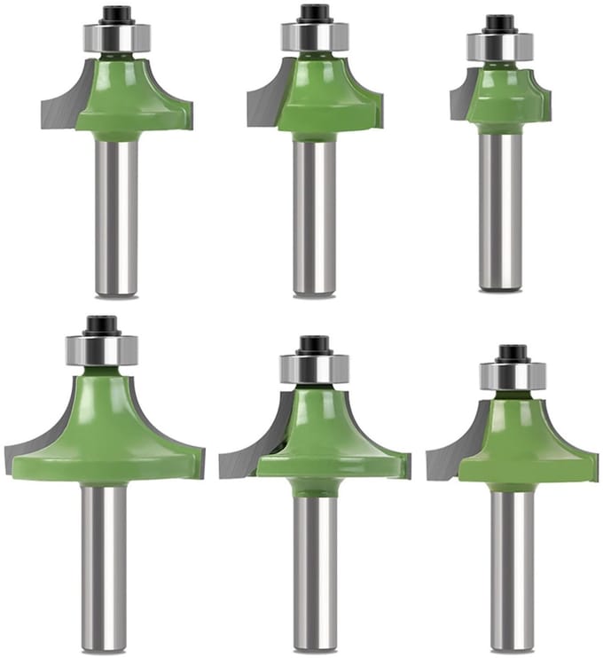 Allecto - Freesbitset - 6-delig - Houtbewerking - Rond - Snijden - Voor router - 8 mm