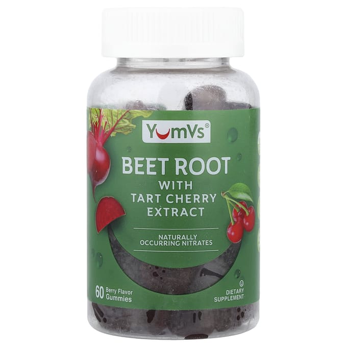 YumVs, Bonbons gélifiés à l'extrait de cerise acidulée et à la betterave, saveur baies, 60 bonbons gélifiés