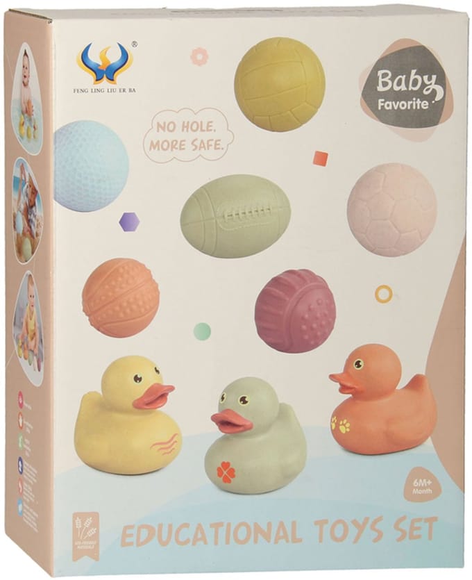 Badspeelgoed Set Met Sensorische Badballen & Badeendjes Pastel