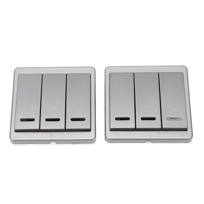 Interrupteur de commande à distance 3 gangs, interrupteur de commande intelligent sans fil pour chambre à coucher, 170-240 V gray
