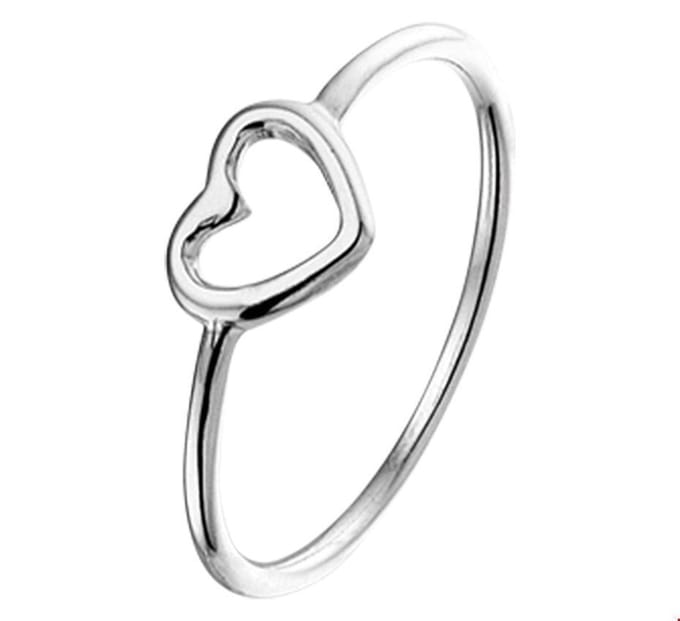 Zilver Gerhodineerde Ring hart 1325106 15.25 mm (48)