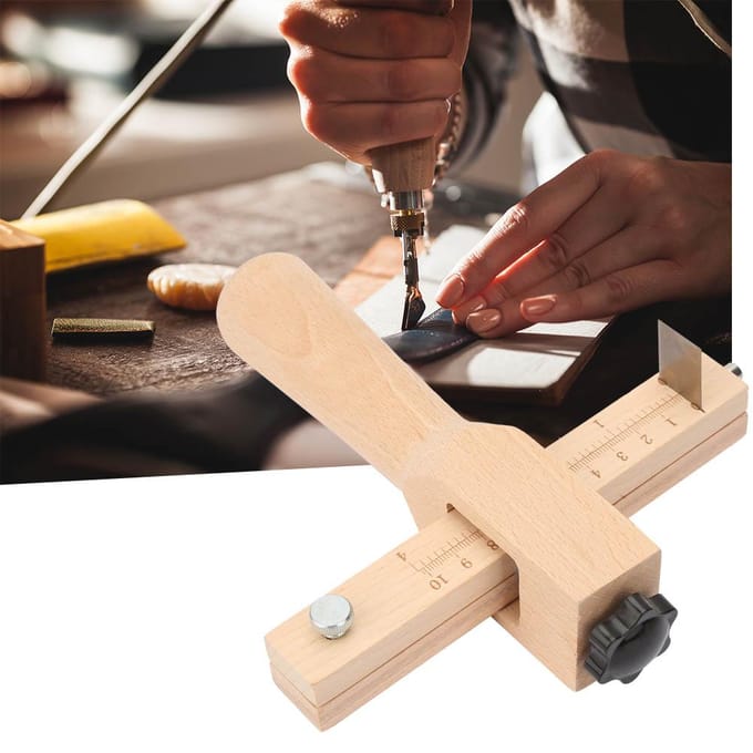 Outil de coupe à main pour ceinture artisanale, sangle en cuir réglable, coupe-bois beige