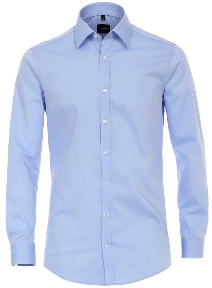 Venti - Heren Overhemd - Poplin - Strijkvrij - Slimfit - Lichtblauw