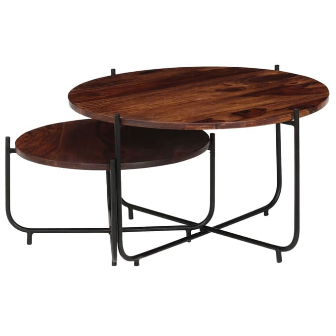 vidaXL 2-delige Salontafelset 60x35 cm massief acaciahout