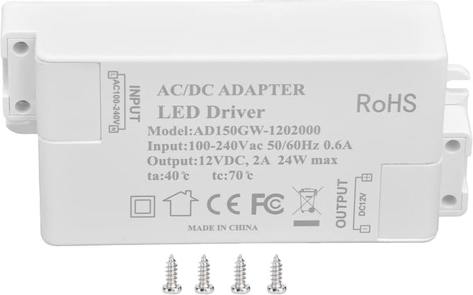 Dailygoody - LED Driver - Dimmable - 12V 24W - Constant Voltage - DIY - Multifunctioneel - Laagspanning - LED Transformer - AC