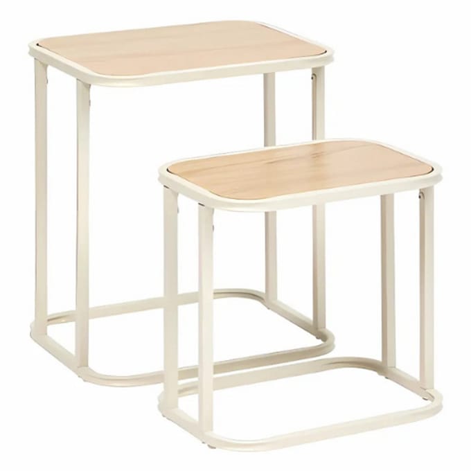 Atmosphera Curvy Bijzettafel - Set van 2 stuks - 39x33x46cm - Beige
