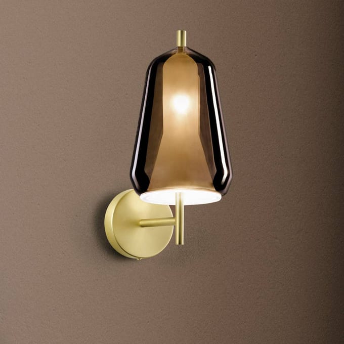 miloox by Sforzin X-Ray wandlamp, brons/goudkleurig, hoogte 29 cm, glas