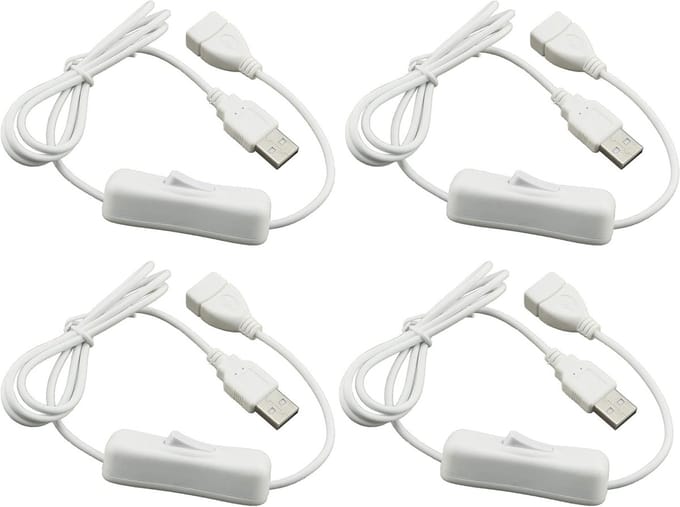Set van 4 LED verlengkabels van 1 meter in het wit voor verlichting en decoratie
