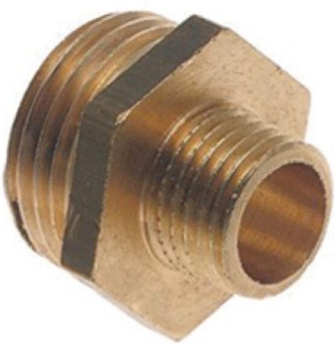 Messing verloopnippel dubbel 3/8x1 4