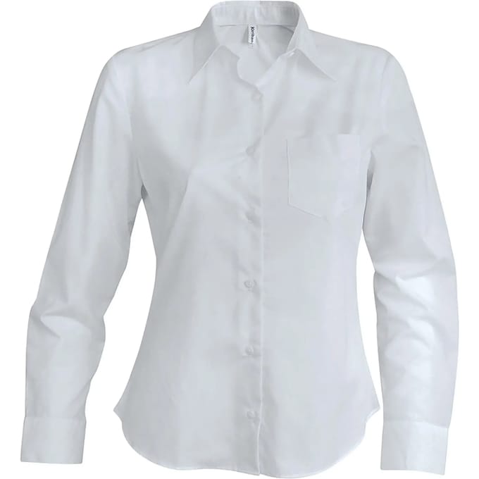 Kariban Dames poplin blouse lange mouwen K542 - White - 4XL