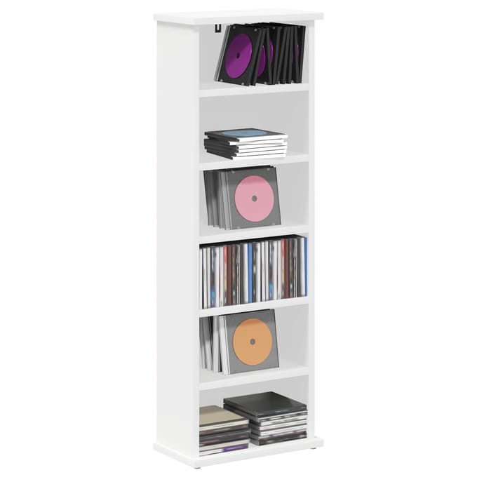 vidaXL - CD - Kast - Wit - 32 - x - 17 - x - 92 - cm - Bewerkt - hout