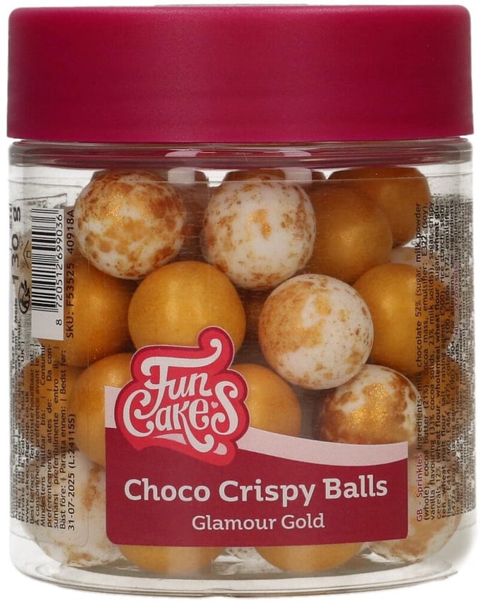 FunCakes Choco Crispy Balls - Glamour Gold - 130g - Eetbare Taartdecoratie - Taarttoppers - Chocolade Decoratie