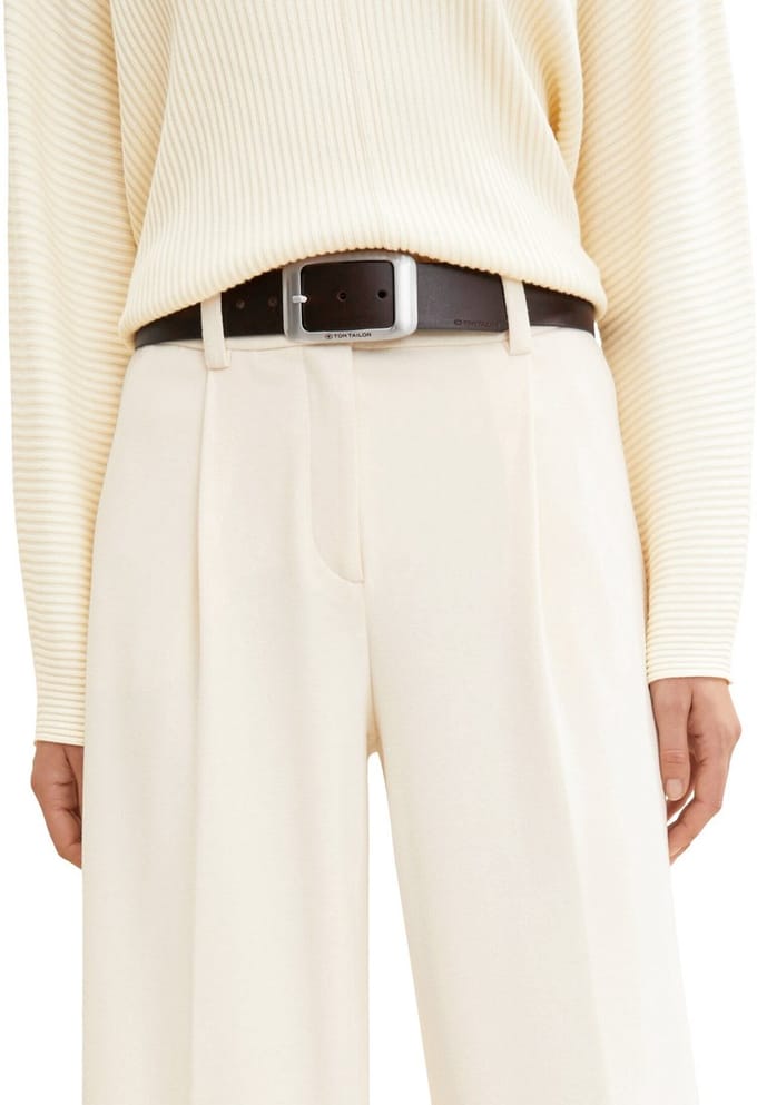 Tom Tailor - TTAMY leren riem met vierkante gesp - Maat 100 - brown uni