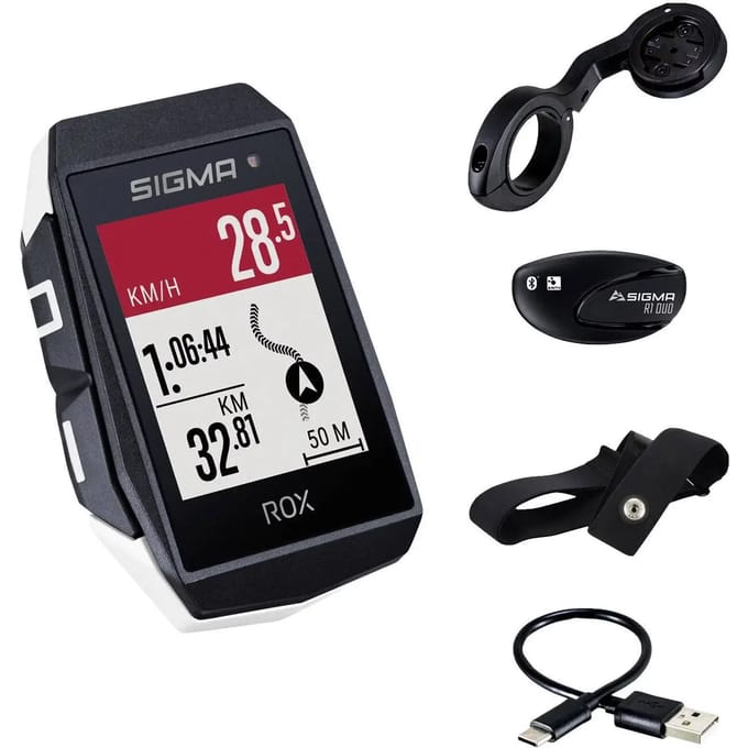 Sigma Sport ROX 11.1 EVO GPS Fietscomputer - HR set - Wit