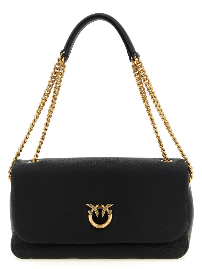 PINKO Love Soft Schoudertas Leder 31 cm - Dames - nero-antique gold