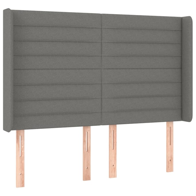 vidaXL - Hoofdbord - LED - 147x16x118/128 - cm - stof - donkergrijs