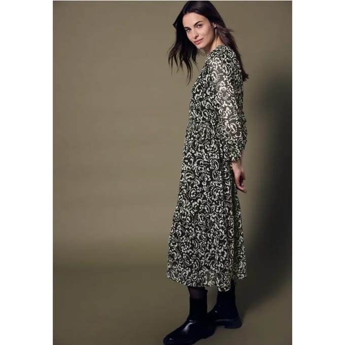 Chiffon midi-jurk met print