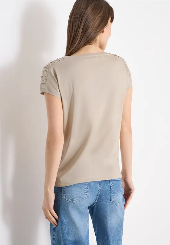 Shirt met korte mouwen en rimpels