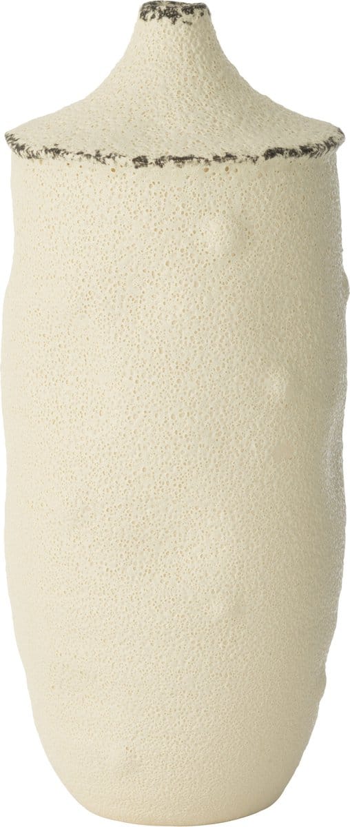 J-Line vaas Bay - keramiek - wit/zwart - large - 40.5 cm hoog