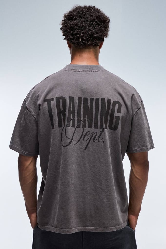 Training Dept Oversized Gewassen T-shirt Met Verlengde Hals | Chocolate | Size Medium
