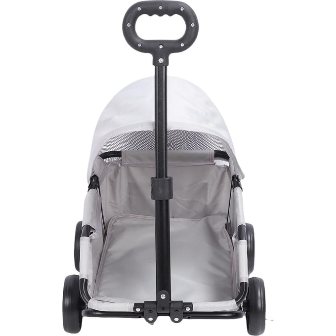 Opvouwbare Hondenbuggy met Kap 4 Wielen Huisdieren Wandelwagen voor Kleine Honden Katten Lichtgewicht Eenvoudige Montage grijs