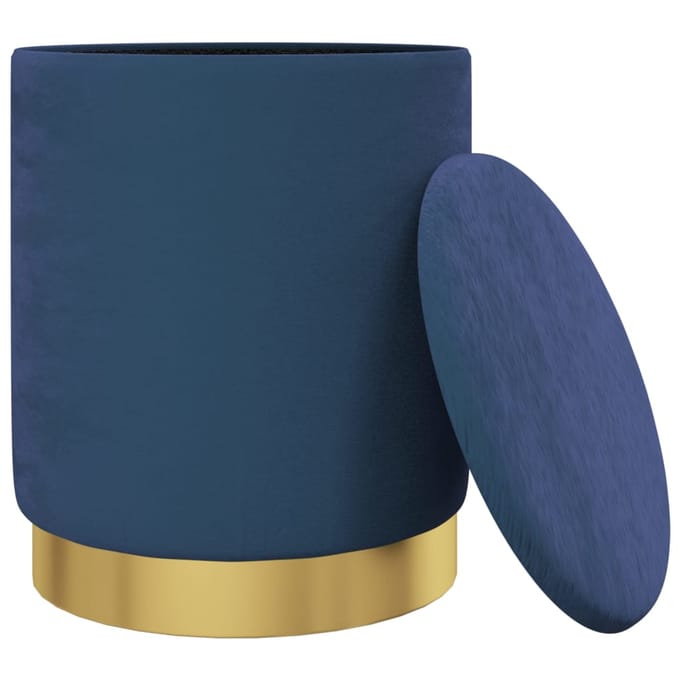 vidaXL - Hocker - met - opbergruimte - rond - fluweel - 31 - x - 37 - cm - blauw
