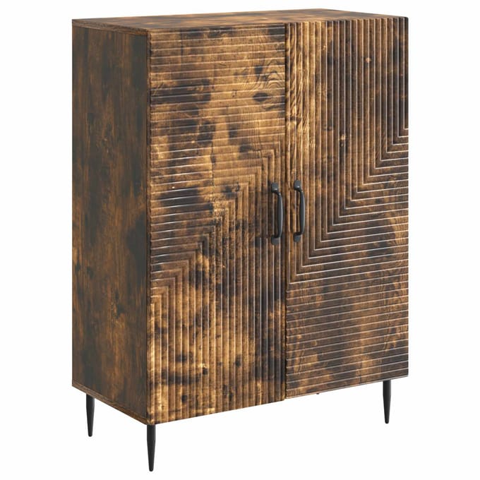 vidaXL - Dressoir - Gerookt - eiken - 66 - x - 34,5 - x - 89,5 - cm - Bewerkt - hout