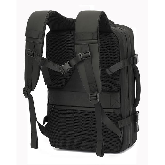 Stofzuiger Rugzak 22L-55L Uitbreidbaar Grote Capaciteit Regenbestendig Reis Compressie Rugzak met USB black