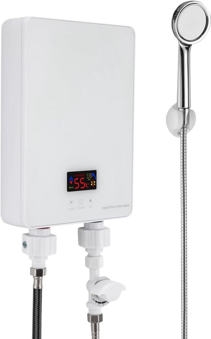 Directe Waterverwarmer - Elektrische Boiler - Direct Warm Water - Snelle Verwarming 3 Sec - 5000 Watt - Wit