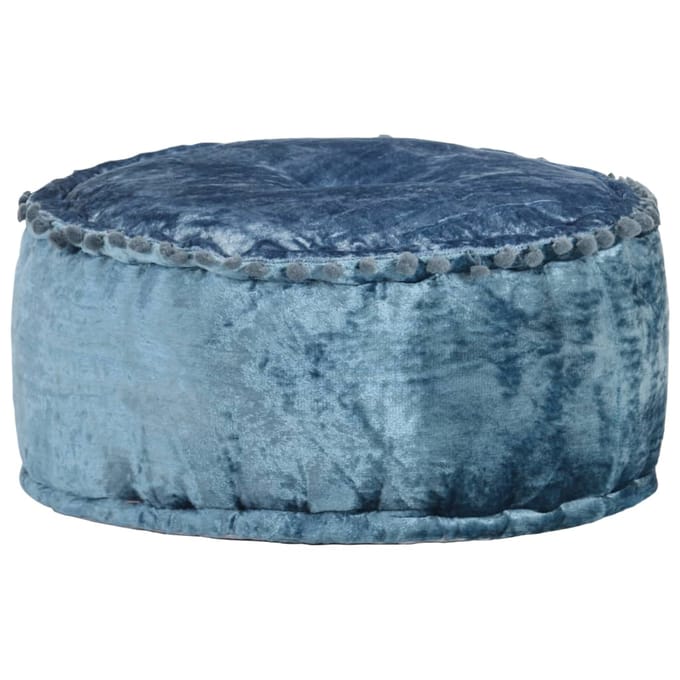 vidaXL - Poef - rond - 40x20 - cm - fluweel - blauw