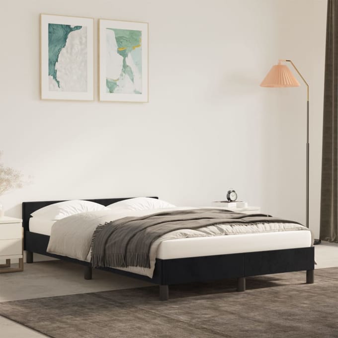 vidaXL - Bedframe - zonder - matras - 120x190 - cm - fluweel - zwart