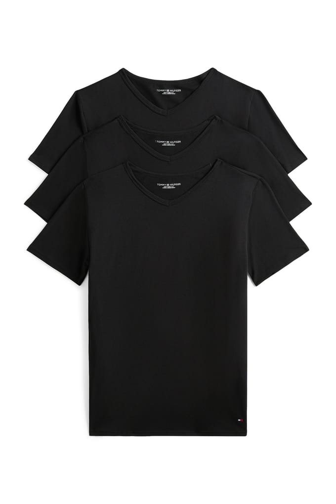 Tommy Hilfiger Stretch Vn Tee Ss 3-pack Black/black/black Taglia: M | Magliette basic Outlet | Uomo | Nero