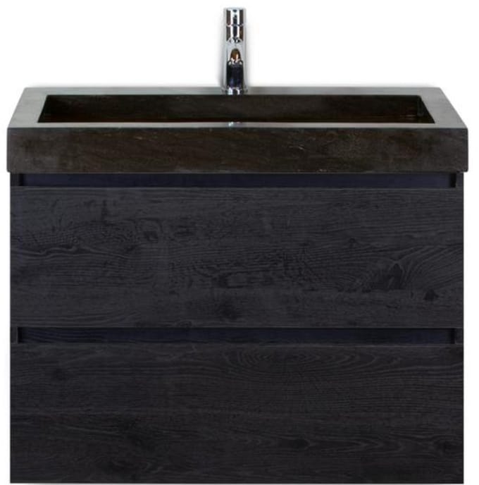 Maxx XL Badmeubelset 80 cm - Black Oak - Wastafel Lucca 1 Kraangat