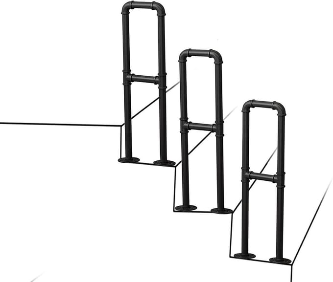 Buiten Leuning - Trap Reling - Veilig Lopen - Gepoedercoat - 65 cm - Zwart
