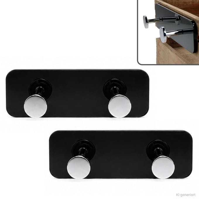Set van 2 UNCO-wandhaken met 2 haken van acryl en metaal – 22238