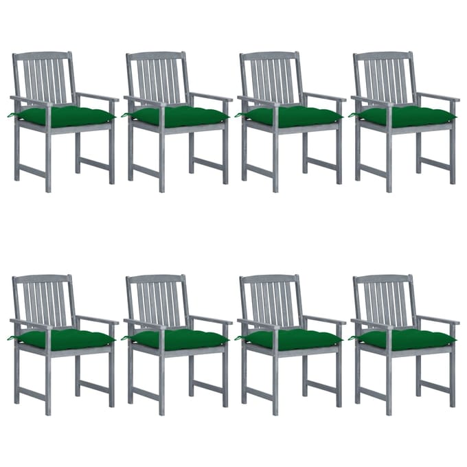 vidaXL - Tuinstoelen - 8 - st - met - kussens - massief - acaciahout - grijs