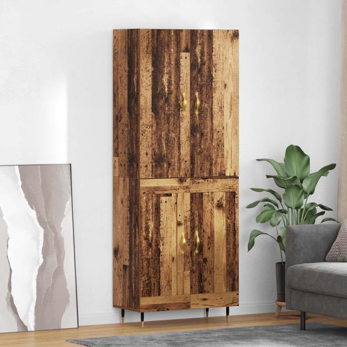 vidaXL - Highboard - Oud - Hout - 69,5 - x - 34 - x - 180 - cm - Bewerkt - hout