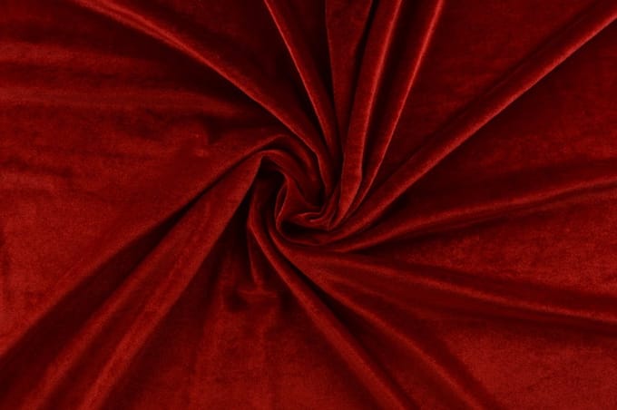 35 meter stretch fluweel - Rood - 93% polyester - 7% elastaan