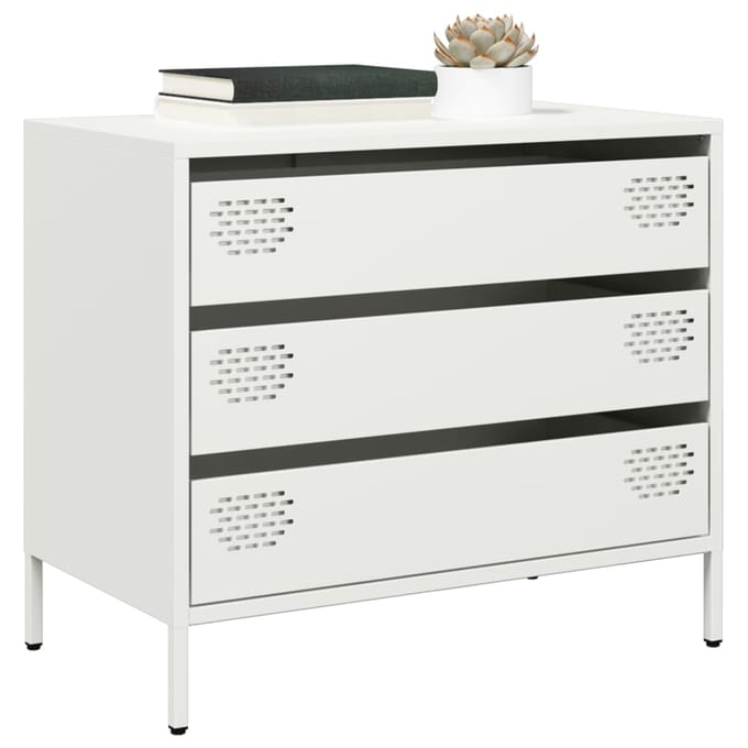 vidaXL - Dressoir - 68x39x58,5 - cm - koudgewalst - staal - wit