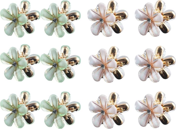 Set van 12 Mini Haarspeldjes Bloem Haarclips Antislip Accessoires voor Dames en Meisjes
