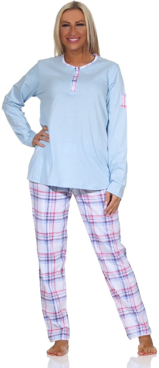 Normann damespyjama met geruite jersey pyjamabroek - ook in grote maten