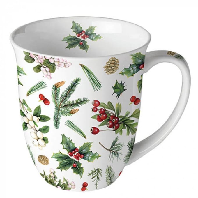 Ambiente Mok 400ml Winter greenery wit