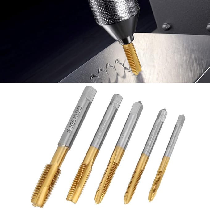 5 Pièces Taraud Machine Pointe Contenant Cobalt Acier Rapide Filetage Vis Outils à Main M4?M10 gray