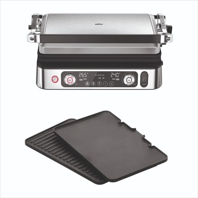 Grill multifonctions - BRAUN - Multi Grill 9 Pro - 2200 W - 3 positions de chauffe - Noir / Acier